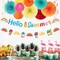 Summer Luau Hawaiian-Beach Party-Decorations Supplies - 21pcs Hello Banner,Pool Paper Lanterns Honeycomb,Hanging Streamers Garland,Tissue Pom Poms Flowers Fans,Tropical Outdoor Theme Decor